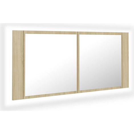 Mobile da Bagno Armadietto a Specchio con Luci LED Rovere Sonoma in Acrilico (1/5)