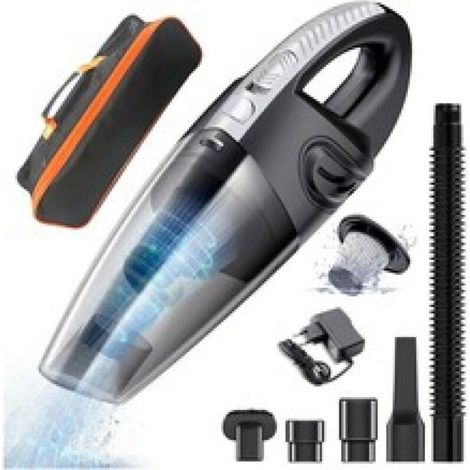Aspirateur à Main sans Fil Puissant Portable 120W 3600mAh avec Fonction Huimide & Sèche Filtre HEPA Lavable et 5 Buses Rechargeable pour Maison,Table, Bureau, Voiture,Noir et argent (1/5)