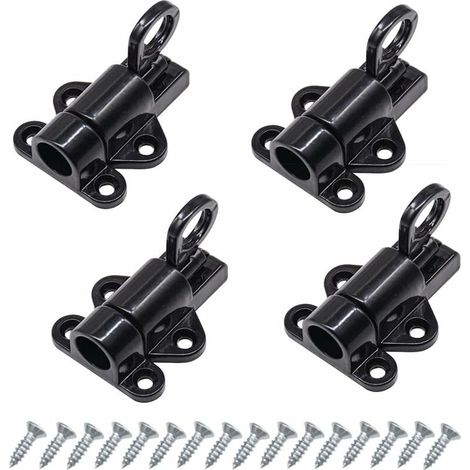royaluxe - Verrou Porte Loquet Porte Serrure Portail Automatique Verrou de Porte Exterieur Verrou Fenetre Boulon de Verrouillage à Ressort Verrou de Porte en Aluminium Noir Avec Vis,(4pcs) (1/5)