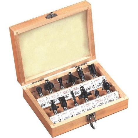 Fartools – Coffret de 12 fraises pour défonceuse et affleureuse – Diamètre de la tige 8 mm – Pour fraisage précis dans bois dur – Boîte en bois incluse (1/5)