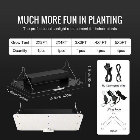 Mophorn 150 W LED-Wachstumslicht, Vollspektrum, dimmbar, Samsung-Dioden für Zimmerpflanzen, Gemüse, Blüte, Gewächshaus, Daisy Chain für 3 x 3 Fuß großes Zelt