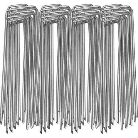 Lot de 100 piquets d'ancrage au sol solides pour les mauvaises herbes, non-tissé de jardin, clôture, jardin (2.54200mm)