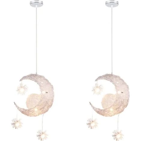 U-Do 2Pcs Suspension Luminaire Lune Lustre Ajustable design Vintage en Aluminium Lampe Intérieur pour Salon Cuisine (Lumière (1/4)