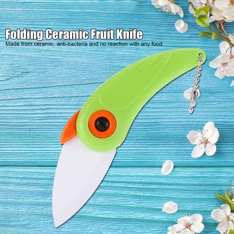 Mini couteau de cuisine pliant en céramique vert pour fruits et légumes (1/5)