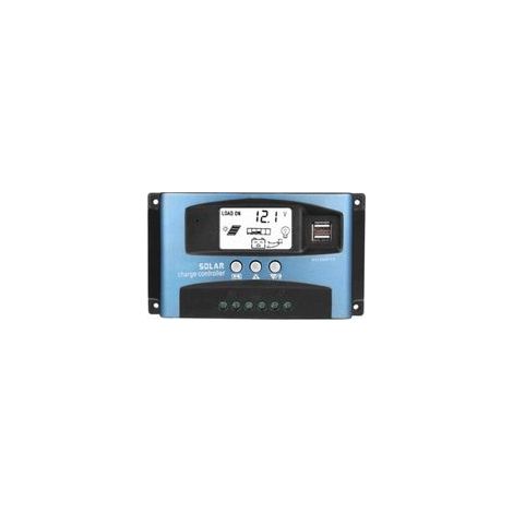 Controlador de carga solar MPPT de 100 A con doble pantalla LCD, salida USB de 12 V/24 V y gestión eficiente con chip industrial. (1/4)