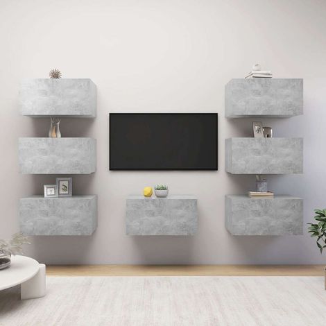 vidaXL Muebles de salón 7 pzas gris hormigón 30,5x30x60 cm (1/5)