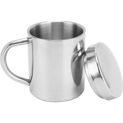 Tea Cup Portable 304 Stainless Steel Water Cup with Lid Handle Drinking Milk Cup for Home Outdoor Travel304 Silver with Lid 200ML