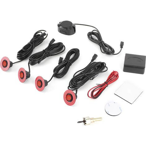 Capteur radar de recul intégré pour voiture de 16,5 mm avec kit auxiliaire d'avertisseur sonore audio (rouge) (1/5)
