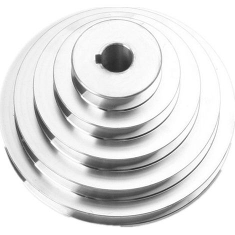 Poulie Aluminium - 5 Gorges - Diamètre Intérieur 19 mm - Diamètres Extérieurs 54 76 102 128 150 mm - Pour Courroies Trapézoïdales Type A - 1 Pièce (1/4)
