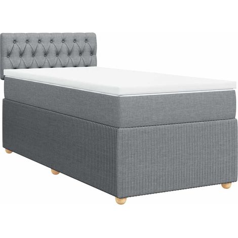 Maison Exclusive - Cama box spring con colchón tela gris claro 80