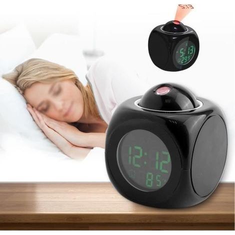 Alarm Clock - LED Projection - Temperature Display - Alarm with Snooze - Contemporary Design (1/4)