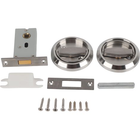 Verrou de porte salle de bain maison double face anneau en acier inoxydable 304 poignée accessoire argent avec serrure (1/5)
