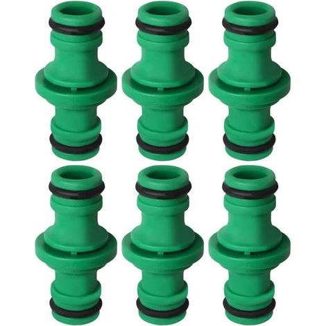 6 Pièces Double Connecteur de Tuyaux, Double Mâle Tuyau Connecteur Plastique Raccords de Tuyau pour Rejoignez le Tube de Tuyaux de Jardin (Vert) (1/5)