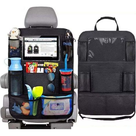 Organiseur de voiture 2 pièces, protection de siège arrière, tapis antichoc pour bébé, protection de dossier de voiture étanche, support de tablette transparent, rangement de voiture, poches multiples
