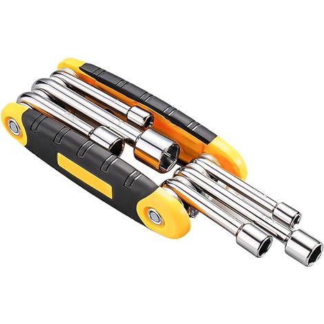 Foldable Hex Wrench Set Portable Adjustable Wrench Nut Set 6 in 1 Folding Nut Screwdriver Bicycle Repair Allen Tools (1/5)