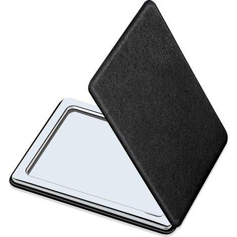 Miroir compact pour hommes, femmes et filles, miroir de maquillage pliable noir pour sac à main, sac à main et poche, miroir grossissant double face portable