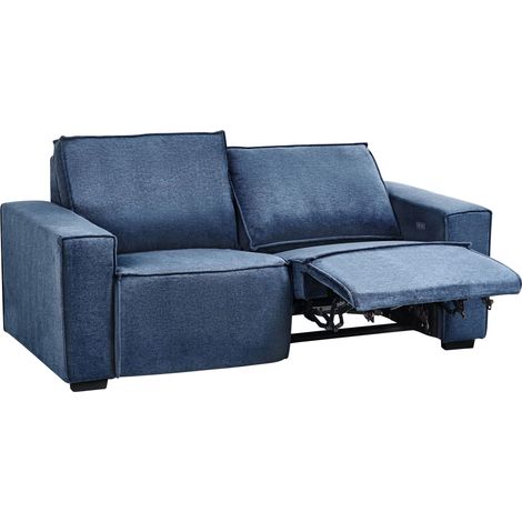 Sofa elektrisch verstellbar 2-Sitzer NUKARI Stoff Blau