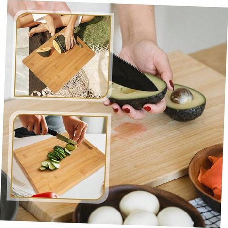 Planche à découper en bambou 25x40 cm, lot de 1, pour cuisine et boucherie, légère et durable, surface lisse, idéale pour trancher, hacher et servir. (1/4)
