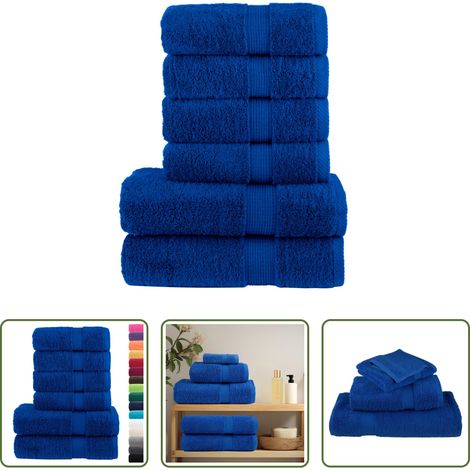 vidaXL Baumwolle - 6 tlg. Premium-Handtuch-Set SOLUND Blau 600 g/m² (1/5)