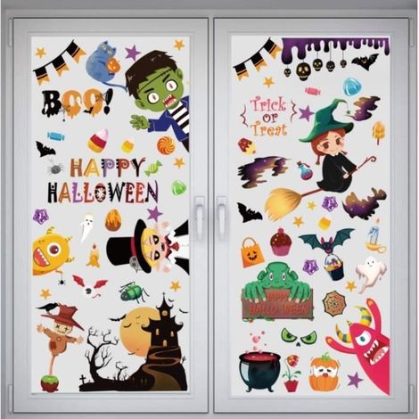 Halloween Fentre Autocollant9 Feuilles Dcoration Autocollants Double FaceDIY Fte dhalloween comme le mont DECORATION DE FETE MURALE (1/4)