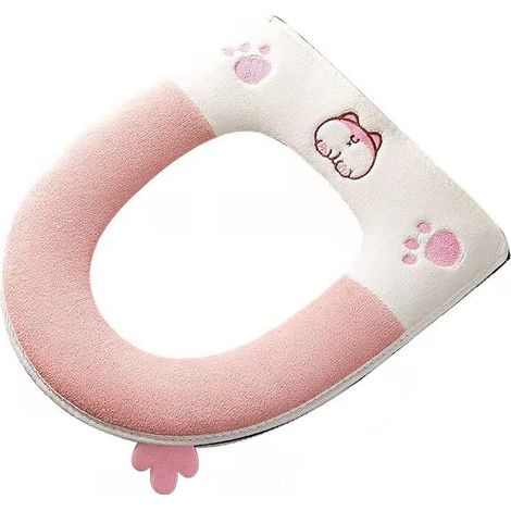 1 Paire Couverture de Siège de Toilette, Housse de Siège de Toilette, Couvre Siège de Toilette, Housse pour Abattant de WC, Rose (1/5)