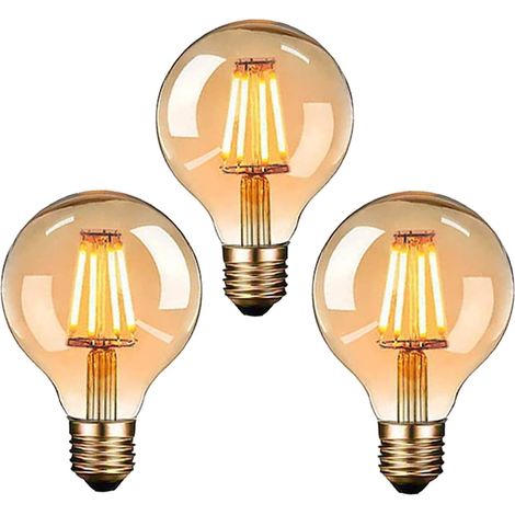 Lot de 3 ampoules LED vintage, 6/60 W, 2700 K, E27, G80, couleur blanc chaud, pour la maison, les cafés, les bars et les environnements intérieurs.-AquaForge (1/5)