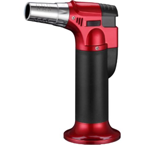 Briquet torche à jet droit portable pour cigares, barbecue et soudage, noir et rouge.