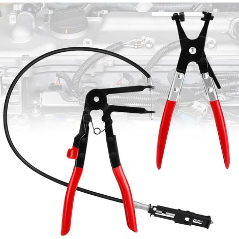 Lntyq Pince Collier de Serrage Paquet de 2 Pince à collier de serrage avec col droit pour enlever et installer des colliers de serrage Outil de réparation de voiture pour Réparation de Voiture