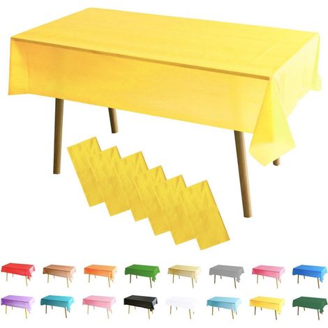 Tischdecke 6er Set abwaschbar 137x274 cm gelb PEVA wasserdicht wiederverwendbar
