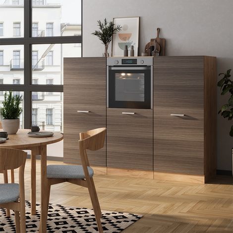 Küchenblock R-Line, Edelgrau/Goldkraft Eiche, 180 cm ohne Arbeitsplatte, Vicco