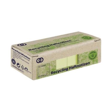 SOENNECKEN Haftnotiz Soennecken oeco Recycling 50 x 40 mm (B x H) gelb 100 Bl./Block 12 Block/Pack. (1/3)