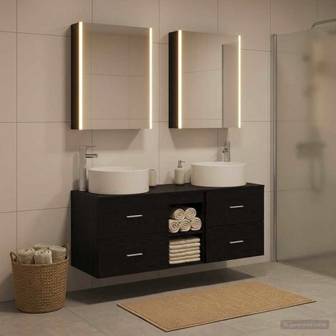 vidaXL Bathroom Furniture Set 5 pcs Black Oak (1/5)