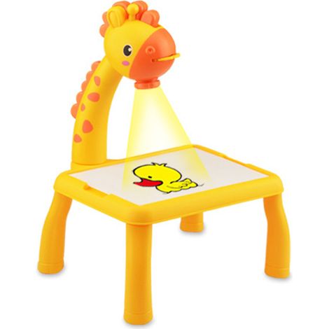 Tableau de projection de dessin pour enfants petit cerf mignon, 3 niveaux réglable, alimenté par batterie, projecteur avec effet sonore, cerf jaune (1/5)