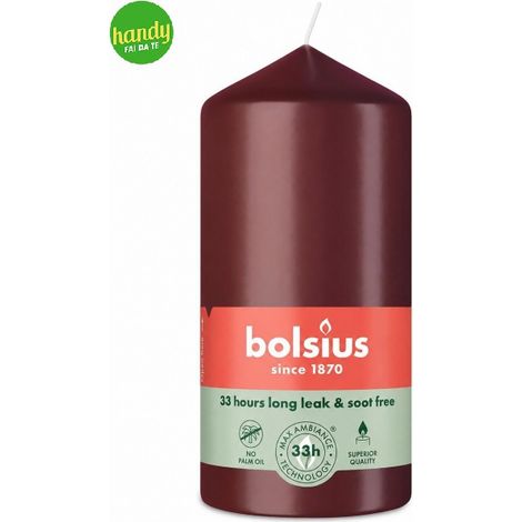Candela Pillar Bolsius Essentials Velvet Red Ø 5,8 x H 12 cm