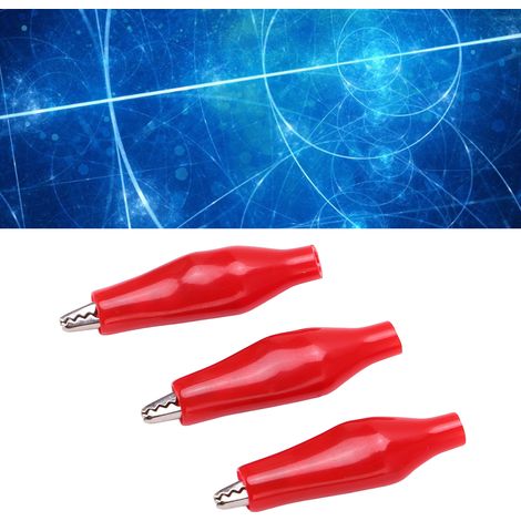 25.010 Pince crocodile à poignée unique avec manchon en plastique métallisé, pince de test, accessoire de charge électrique, rouge. (1/5)