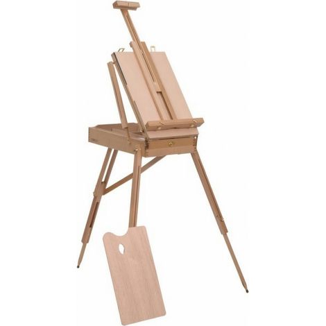 Caballete de pintura plegable de madera de haya con cajón portátil (1/5)