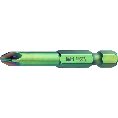 PB Swiss Tools Embout pour Pozidriv, tige E 6,3, Taille empreinte cruciforme / Longueur totale: 3 mm