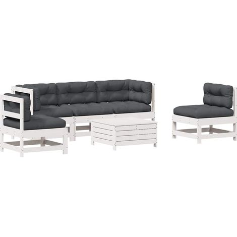 Maison Exclusive - 6-tlg. Garten-Lounge-Set mit Kissen Weiß Massi (1/5)
