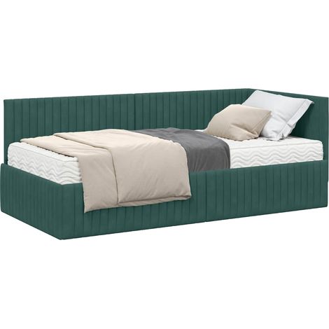 Maison Exclusive - Struttura Letto Angolare con Materasso 2 pcs Verde Velluto (1/5)