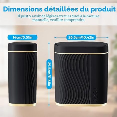 Bathroom Trash Can, Automatic Trash Can with Lid, Narrow Trash Can with Sensor, Suitable for Bathroom, Kitchen, Living Room, Bedroom (Black) (1/4)