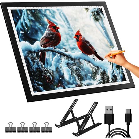Tablette Lumineuse A3,42×32 cm Table Lumineuse Dessin,Table Lumineuse A3 avec 10 niveaux de luminosité en continu Tablette Lumineuse A3 avec Support (1/5)
