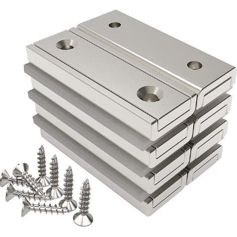 rectangular magnets, 20 kg holding force, 40 x 13.5 x 5 mm, with countersunk hole and cap, household and industrial pot magnet with screw (1/5)