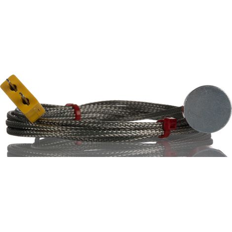 Thermocouple avec bouton magnétique RS PRO type K Ø 19.1mm, L 2m, +250°C max à Fiche mâle miniature ( Prix pour 1 )