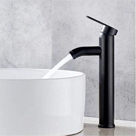 Mitigeur de lavabo, robinet de vasque noir, robinet de haute qualité, robinet de salle de bain, résistant à l'usure, convient aux diamètres intérieurs de 32 à 42 mm.