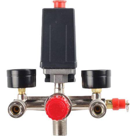 Pressostat de compresseur d'air avec double manomètre, vanne de régulation de pression de pompe, ensemble de pièces 220 V 380 V (1/5)