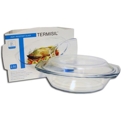 Casseruola ovale in vetro Termisil con coperchio, 2,9 l, forno/microonde