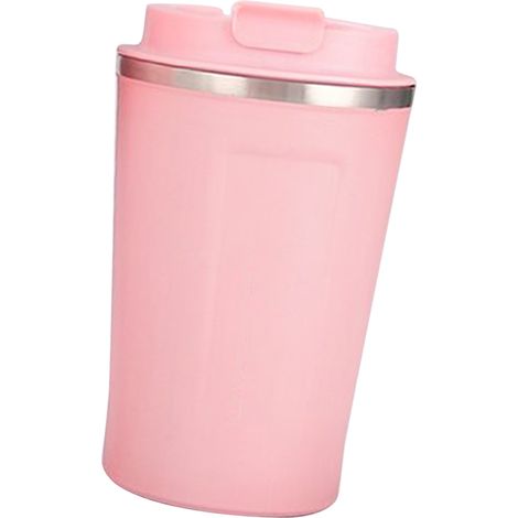 Isolierbecher aus Edelstahl 304 mit Deckel und Sicherheitsverschluss, großes Fassungsvermögen, rosa, 380 ml, ideal fürs Büro. (1/5)