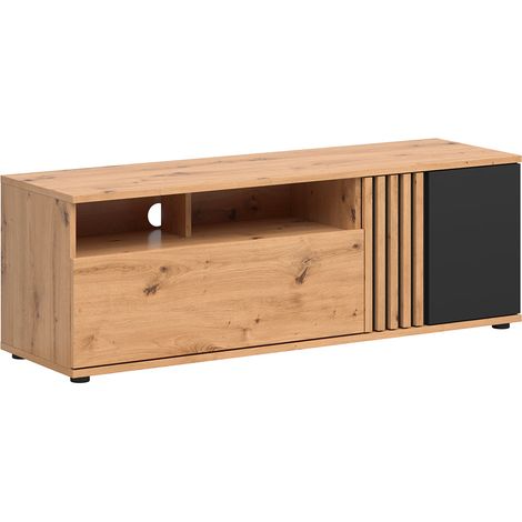 Meuble TV 1 porte 1 tiroir 135 cm Ezra Bois (1/5)