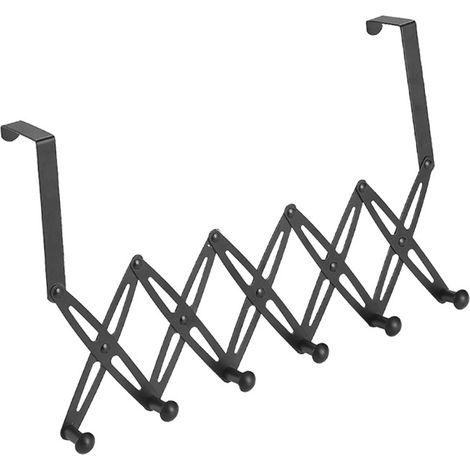 Ausziehbare Türhänger aus Edelstahl, schwarze Kleiderstange mit 6 Haken für den Innenbereich (Schlafzimmer). (1/5)