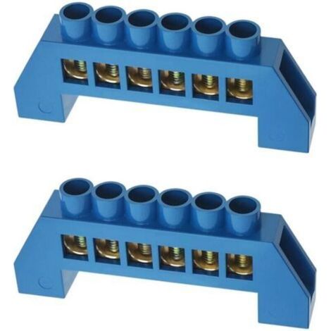 2pcs Borniers de Pont à 6 trous Bornier en Cuivre Bande de Connecteur Bornier d'équipement Électrique pour Distribution d'énergie Domestique Industrielle Remplacement (1/4)